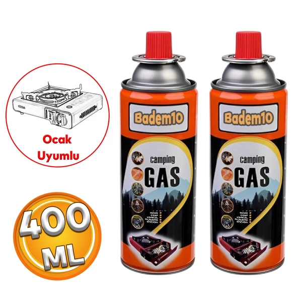 Kamp Gazı Bütan Propan Gaz Tüpü Portatif Ocak Kartuşu Tek kullanımlık Pürmüz 400 ml 2 Adet ürün görseli 1