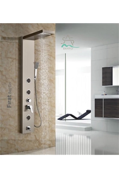 Sam Banyo Fırat Gri Bej Masajlı Duş, Dikey Duş Paneli, Shower Panel, Duş Fiskiyesi ürün görseli 1