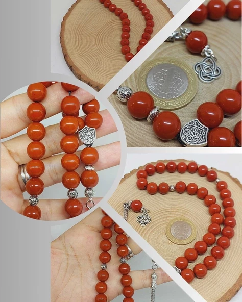Jasper Taşı Kırmızı 33lük Tesbih 10mm (9790) ürün görseli 1