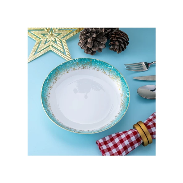 İSTANBUL PORSELEN STARLİGHT FİNE BONE NEW YEAR YILBAŞI ÇUKUR TABAK 22 CM ürün görseli 1