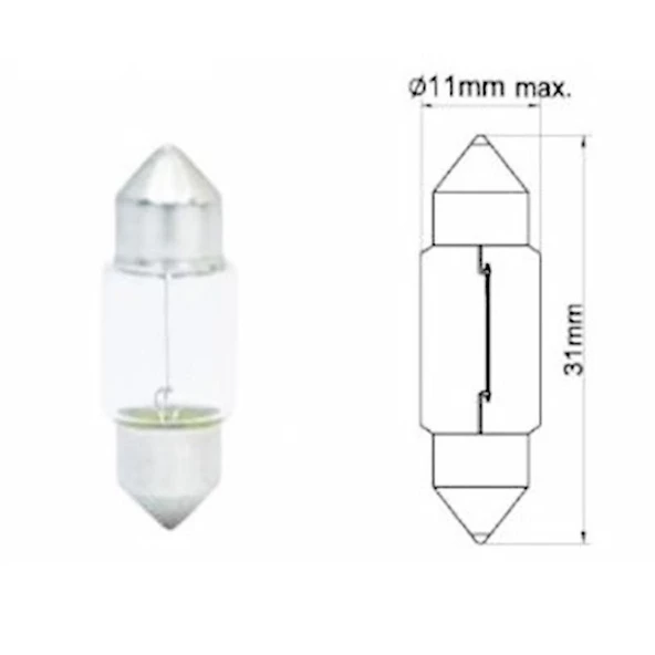 Narva CE 17315 12V 10W Japon Tip Sofit Ampul ürün görseli 1