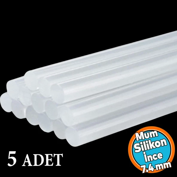 5 ADET İnce Mum Silikon 7.4 mm Çubuk Sıcak Silikon Hobi Süs Hediyelik Eşya Maket Yapıştırma Slikon ürün görseli 1