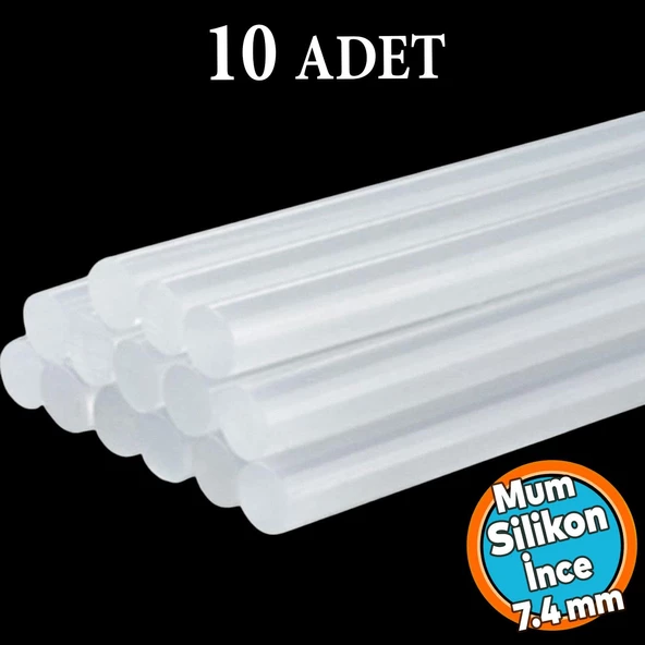 10 ADET İnce Mum Silikon 7.4 mm Çubuk Sıcak Silikon Hobi Süs Hediyelik Eşya Maket Yapıştırma Slikon ürün görseli 1