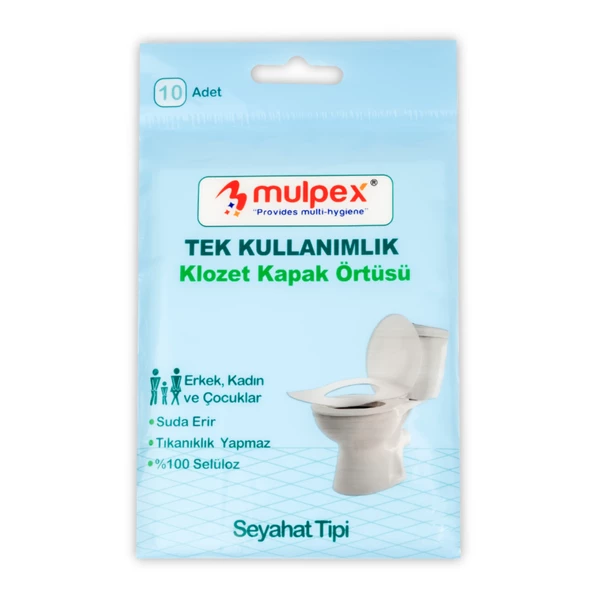 Mulpex Tek Kullanımlık Suda Çözünür Klozet Kapak Örtüsü - 10 lu Paket | Hijyenik ve Pratik Seyahat Aksesuarı ürün görseli 1