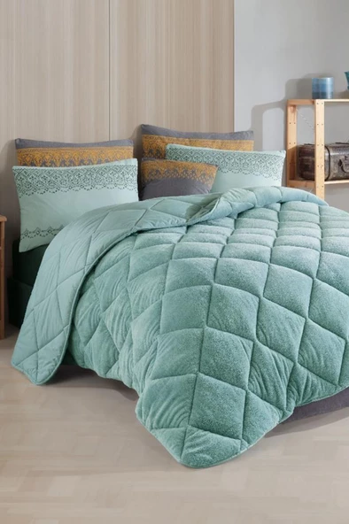 Olis Welsoft 6 Parça Comforter Yorgan Seti Yeşil ürün görseli 1