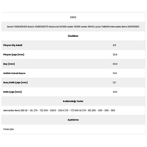 Kanal 9 Diş 10062094 Marş Dişlisi - Resim 2