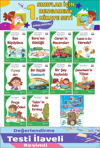 1.Sınıf Renkli Hecelerle Eğlenceli Öyküler Seti (Yarıyıl Tatil Kitabı Hediyeli) ürün görseli 1