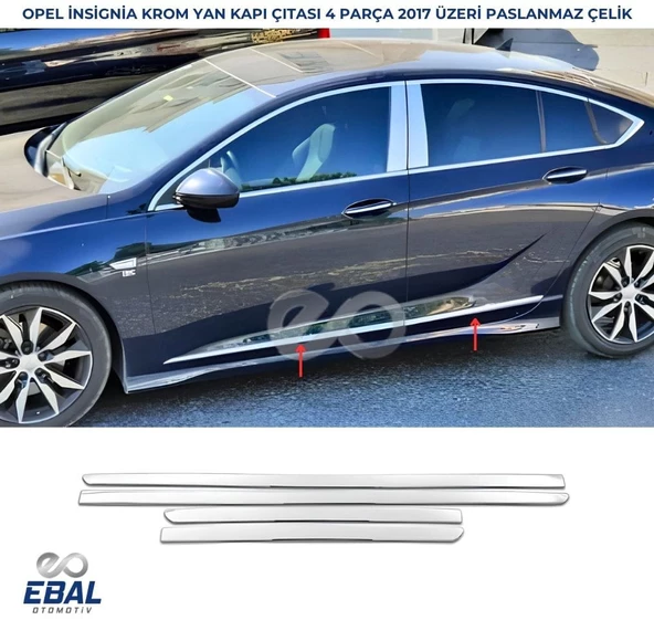 Opel Insignia Uyumlu Krom Yan Kapı Çıtası 4 Prç. 2017 Ve Üzeri Paslanmaz Çelik ürün görseli 1