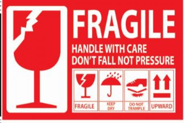 100X150 Fragile Stickers Stickers for Shipping  500  LÜ ürün görseli 1
