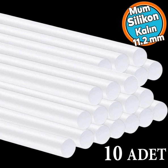 10 ADET Kalın Mum Silikon 11.2 mm Çubuk Sıcak Silikon Hobi Süs Hediyelik Eşya Maket Yapıştırma ürün görseli 1