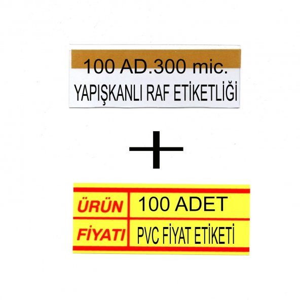 Pvc Arkası Yapışkanlı Raf Önü Fiyat Etiketliği + Silinebilir Fiyat Etiketi 100'lü Set ürün görseli 1