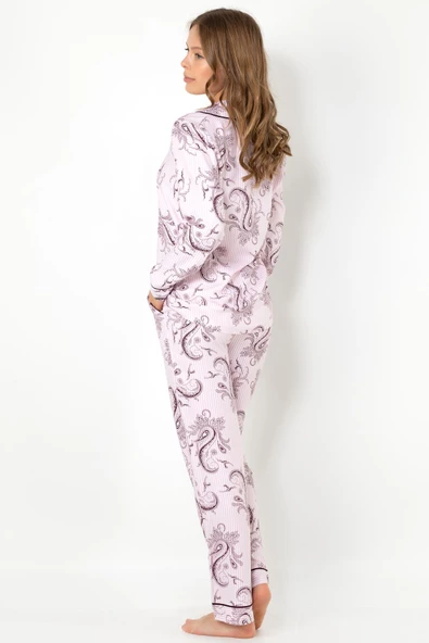 DoReMi Cherry Rot Uzun Kollu Bayan Pijama Takımı - Resim 4