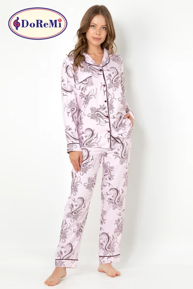 DoReMi Cherry Rot Uzun Kollu Bayan Pijama Takımı ürün görseli 1