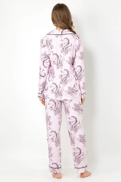 DoReMi Cherry Rot Uzun Kollu Bayan Pijama Takımı - Resim 5