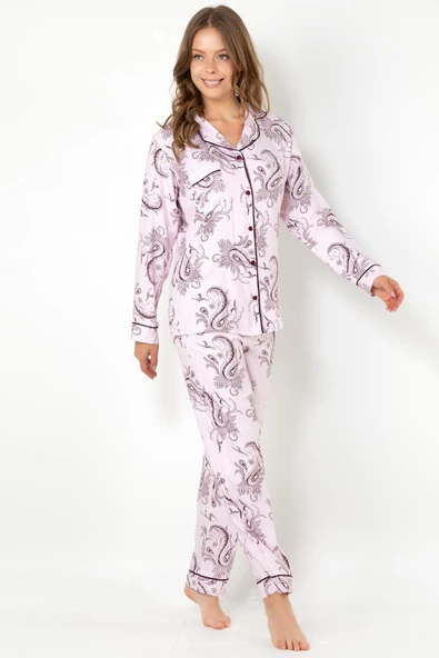DoReMi Cherry Rot Uzun Kollu Bayan Pijama Takımı - Resim 7