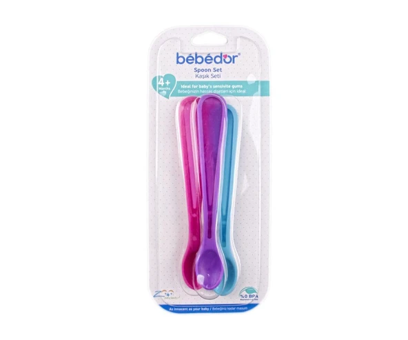 Bebedor 9558 Yumuşak Uçlu Bebek Kaşık Seti Mor ürün görseli 1