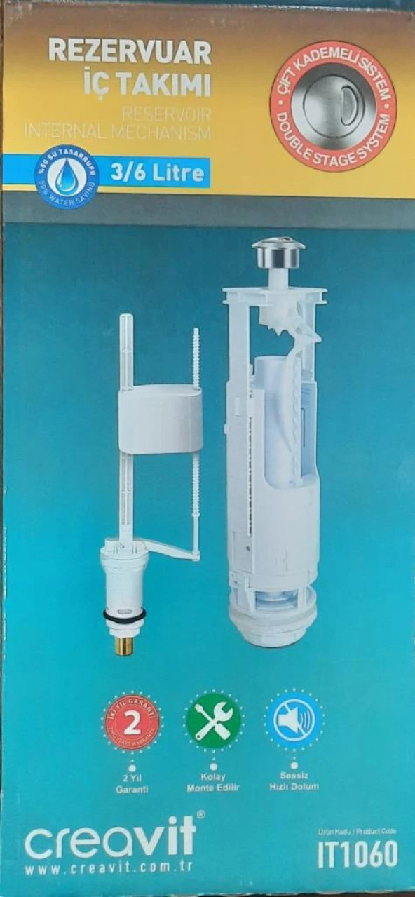 Creavit Klozet İç Takım Çift Kademeli Basmalı Sistem IT1060 3/6 LT ürün görseli 1