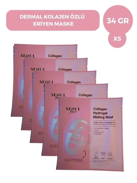 Seoulface Kolajen Hydrojel Şeffaflaşan Eriyen Maske 34g 5 Adet ürün görseli 1