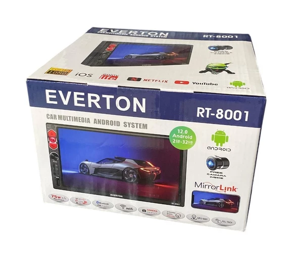 Everton RT-8001 Araç Multimedya Android Sistemi - Yüksek Kalitede Full HD Ekran Double Teyp ürün görseli 1