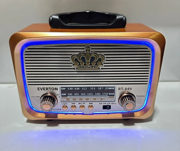 Everton RT-849 Nostalji Solar Güneş Enerjili Ledli Bluetooth/USB/Sd kart/ Radyo mp3 Player Müzik Kutusu ürün görseli 1