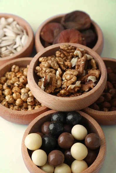 3 Adet Kase Yuvarlak Ahşap Bambu Çerez Tabağı Doğal Organik Bambu Kase Çerezlik ürün görseli 1