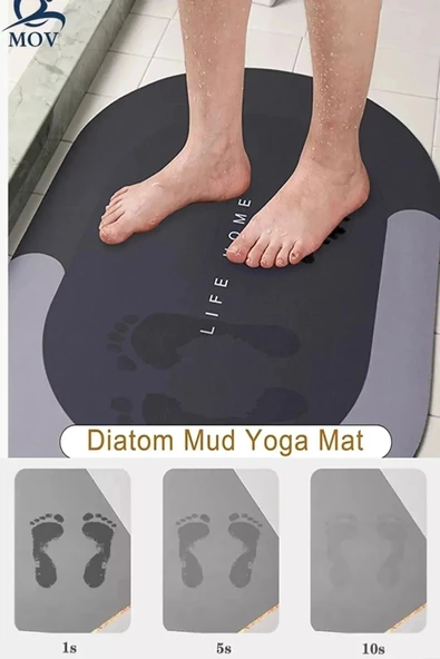 Su Emici Paspas Şık Tasarım Abdest Paspası Kaymaz Taban Diyatom 40x60 Cm Oval Paspas ürün görseli 1