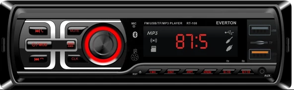 Everton RT-108 ÇİFT USB'li USB-SD-FM-AUX- Bluetooth Oto Teyp 4x50 Watt ürün görseli 1