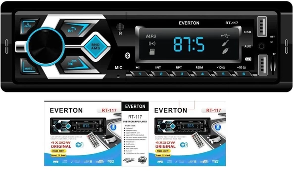 Everton RT-117 ÇİFT USB'li USB-SD-FM-AUX- Bluetooth Oto Teyp 4x50 Watt ürün görseli 1
