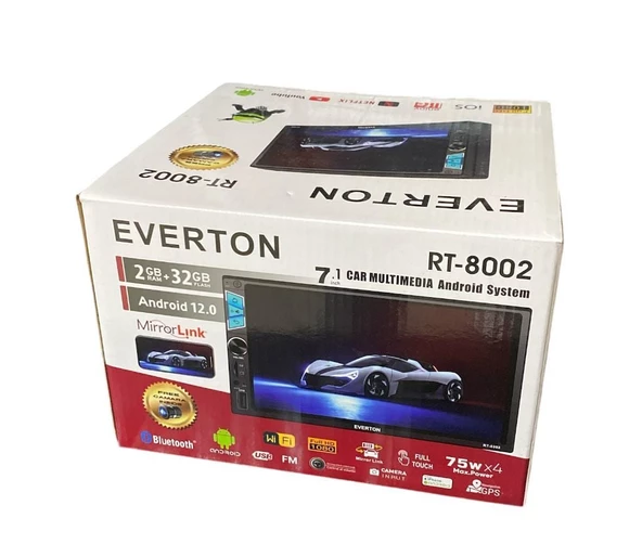 Everton RT-8002 Araç Multimedya Android Sistemi - Yüksek Kalitede Full HD Ekran Double Teyp ürün görseli 1