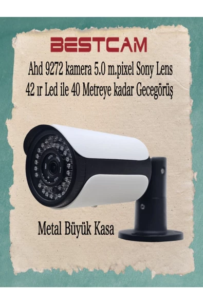 BESTCAM  Ahd 9272 Metal Kasa Kamera 5 MP Sony Lens 42 Ir Led ile 40 Metreye Gece Görüş ürün görseli 1