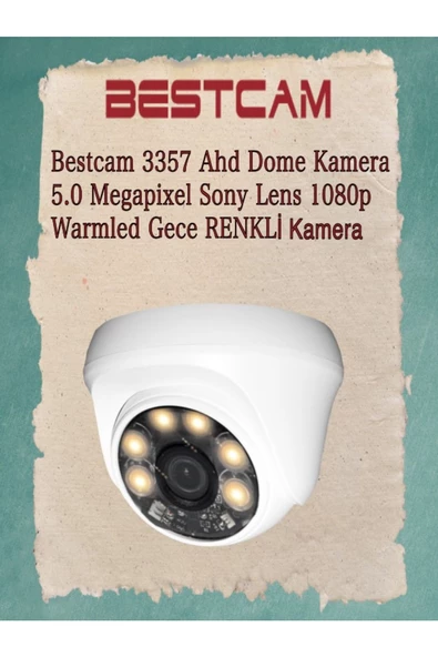BESTCAM  Ahd 3357 Dome Kamera 5 Mega Piksel Sony Lensli 1080p Warm Led Gece Renkli Kamera ürün görseli 1