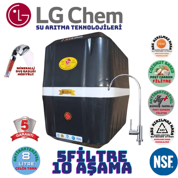 LG Chem COOL SİYAH BEYAZ 8 LİTRE 5 FİLTRE 10 AŞAMA SU ARITMA CİHAZI ürün görseli 1