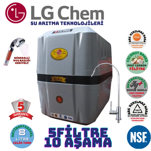 LG Chem COOL GRİ SİYAH 8 LİTRE 5 FİLTRE 10 AŞAMA SU ARITMA CİHAZI ürün görseli 1