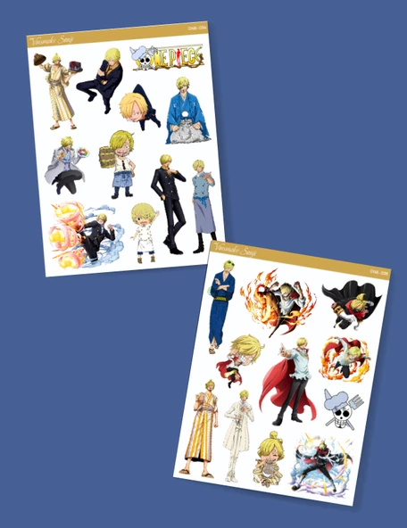 Vinsmoke Sanji - one piece 2li sticker etiket seti Anime çıkartmaları - Karabacak Sanji ürün görseli 1