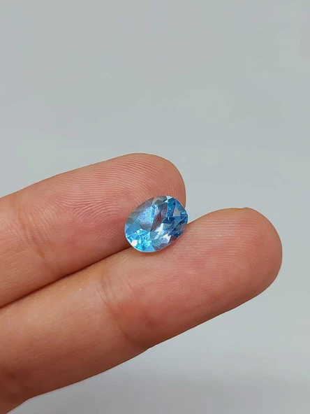 Mavi Topaz Taşı Oval Kesim (Ortalama 1.5 karat) (55578) ürün görseli 1