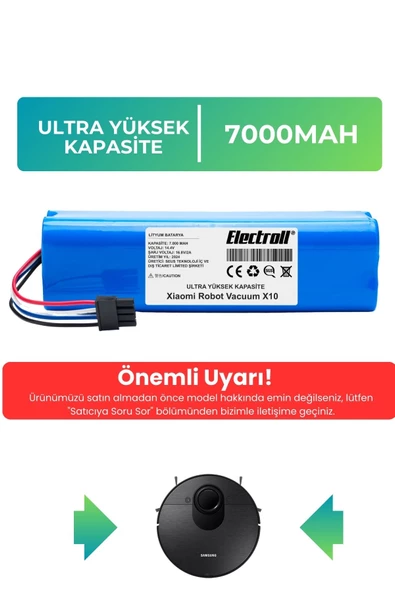 Xiaomi Robot Vacuum X10 Uyumlu Robot Süpürge Bataryası (Ultra Yüksek Kapasite) 7000mAh ürün görseli 1