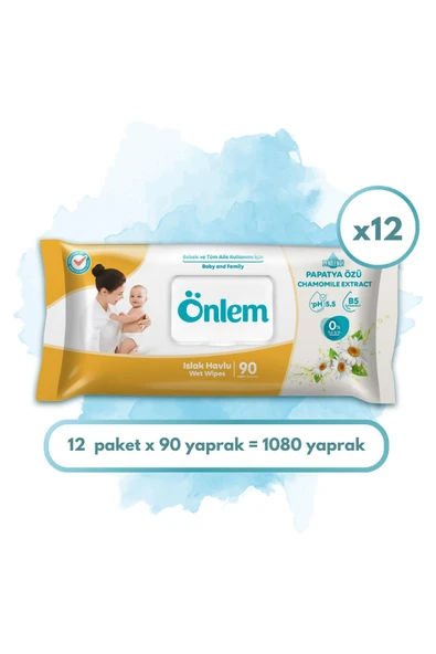 Önlem Papatyalı Islak Havlu 90 x 12 Adet ürün görseli 1