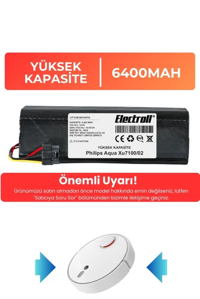 Philips Homerun 7000 Serisi Aqua Xu7100/02 Uyumlu Robot Süpürge Bataryası Yüksek Kapasite 6400mah ürün görseli 1