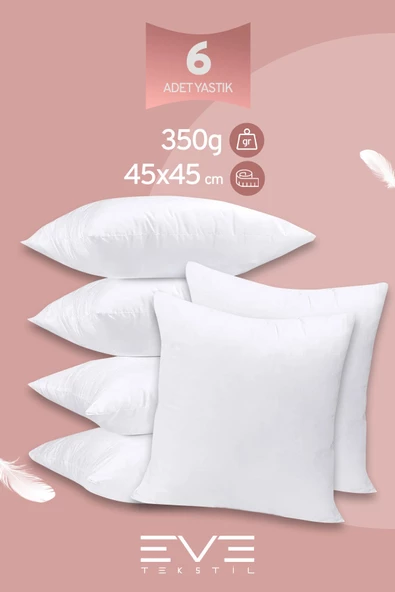 6 Adet Throw Serisi Antialerjik %100 Silikon Elyaf Dolgulu Kırlent Iç Kare Yastık 45x45cm 350gr ürün görseli 1