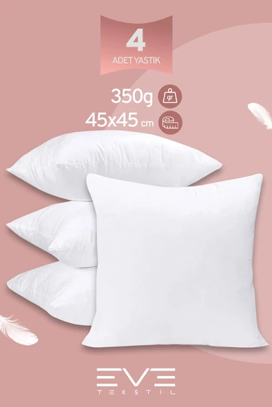 4 Adet Throw Serisi Antialerjik %100 Silikon Elyaf Dolgulu Kırlent Iç Kare Yastık 45x45cm 350gr ürün görseli 1