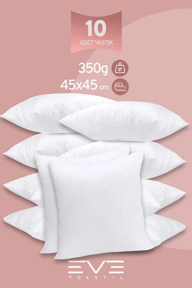 10 Adet Throw Serisi Antialerjik %100 Silikon Elyaf Dolgulu Kırlent Iç Kare Yastık 45x45cm 350gr ürün görseli 1