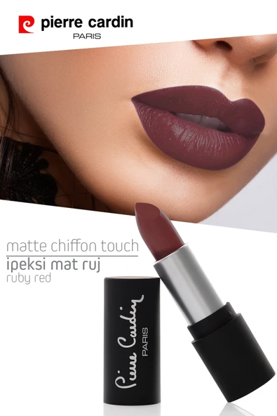 Pierre Cardin Matte Chiffon Touch Lipstick - Ruby Red -192 - Resim 9