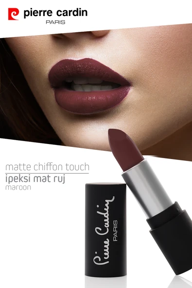 Pierre Cardin Matte Chiffon Touch Lipstick -Maroon -194 - Resim 7