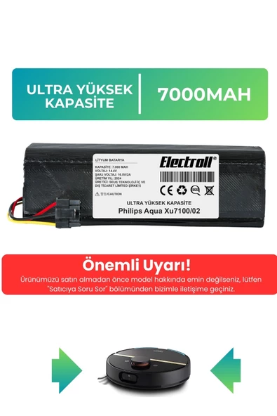 Philips Homerun 7000 Serisi Aqua Xu7100/02 Uyumlu Robot Süpürge Bataryası Yüksek Kapasite 7000mah ürün görseli 1