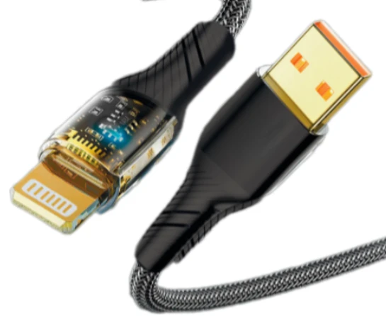 Led Işık Uçlu Sağlam İp Kablolu USB to Lightning Hızlı Şarj Kablosu ürün görseli 1