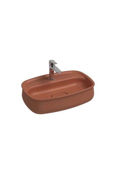 İsvea Isvea Fluido Tezgah Üzeri Çanak Lavabo 60Cm  Bas-Aç Set Terracotta ürün görseli 1
