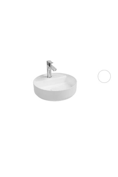 İsvea Infinity Tezgah Üzeri Lavabo 42 Cm Beyaz Extra Dekorsuz Delikli 10Nf65042 ürün görseli 1
