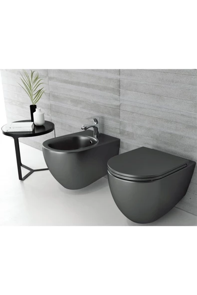 İsvea Isvea Infinity Clearim Plus Mat Siyah Asma Klozet Ve Soft Kapak ürün görseli 1