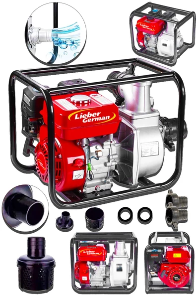 Lieber German Alman 9900 Bakır Sargılı Yüksek Performans 7 Hp Yakıt Tasarruflu 3 Inc Benzinli  Su Pompası Su Motoru ürün görseli 1