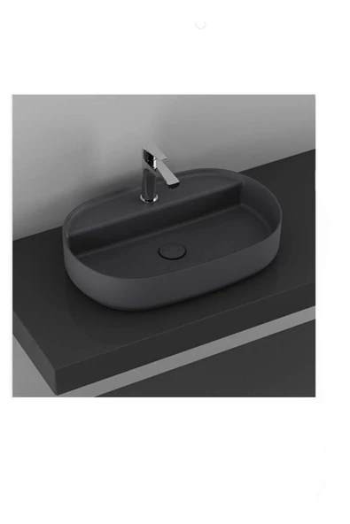 İsvea Infinity Batarya Delikli Tezgah Üstü Lavabo 60 Cm Antrasit Extra 10Nf65060 ürün görseli 1